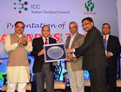 LANXESS India Private Limited’s Mr. Namitesh Roy Choudhary, Vice President – Industrial and Environmental Affairs & Capital Investment and Mr. Subhat Kumar Jindal, General Manager, Head of Manufacturing, Nagda site, accepted the ICC award for Water Resource Management, presented by Mr. Ananth Kumar, Hon’ble Minister for Chemicals & Fertilizers, Government of India and Padma Vibhushan Dr. Anil Kakodkar, Former Chairman, Atomic Energy Commission of India.